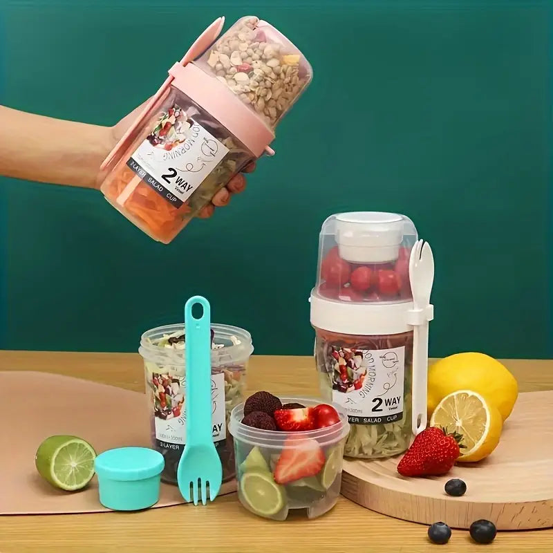 ¡Tu Comida Siempre Fresca y Lista Donde Estés! - Vaso Porta Colación Doble Compartimento y Envío GRATIS